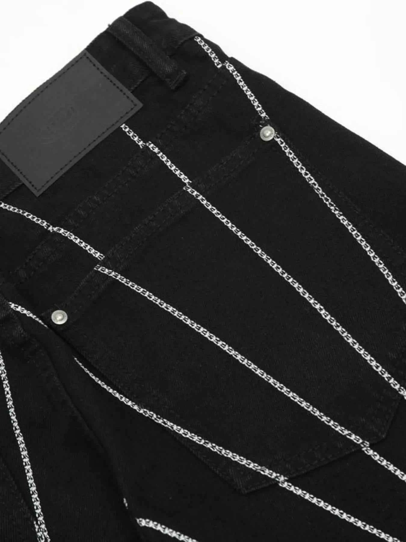 Men's Spider Web Embroidered Flared Jeans