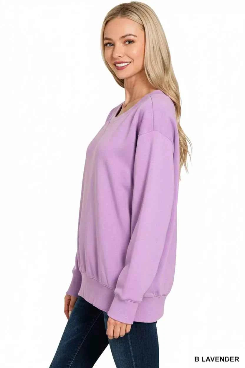 Zenana Fleece Boat Neck Sweatshirt