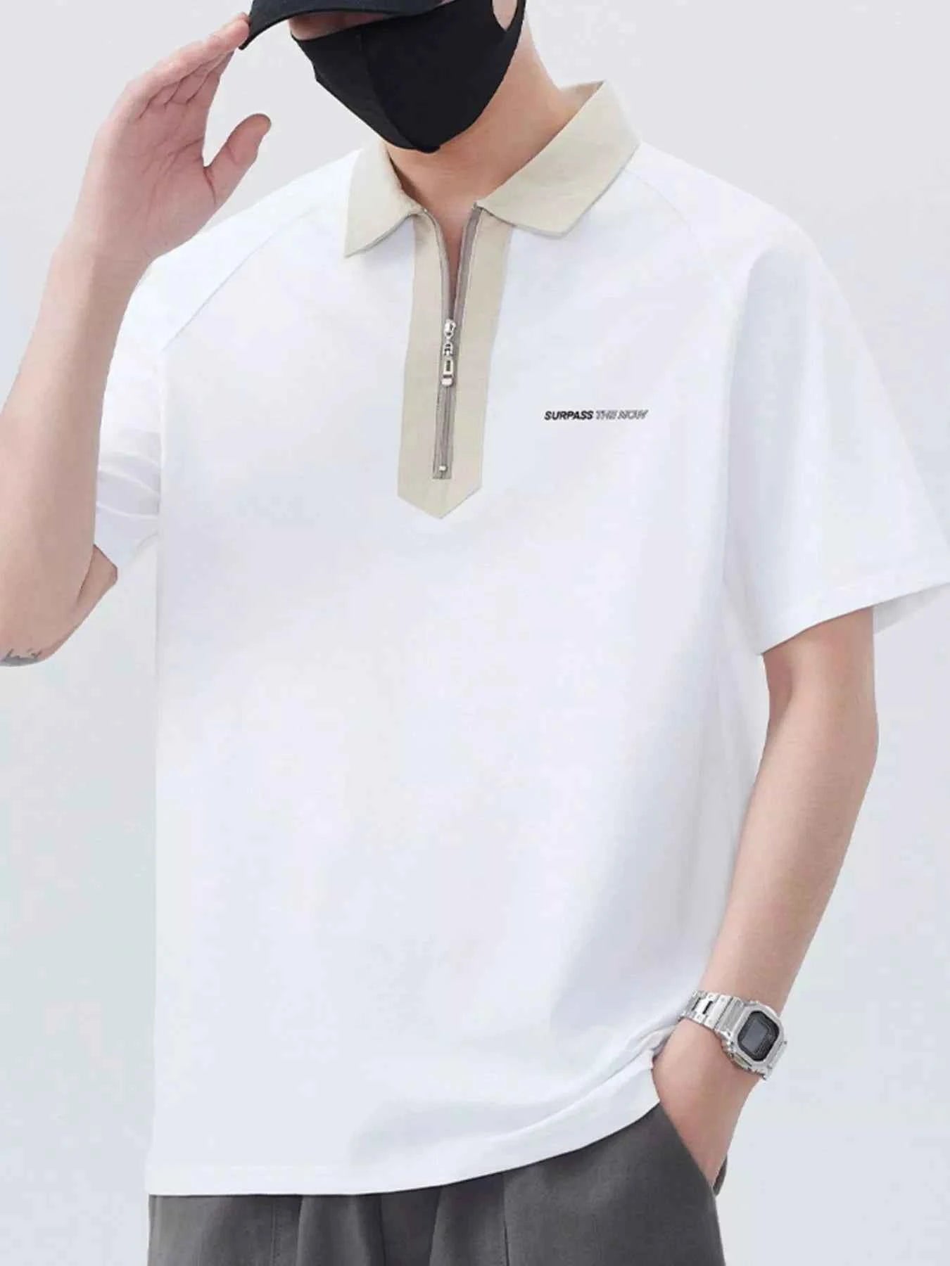 Men's Plus Size Quarter Zip Short Sleeve Polo