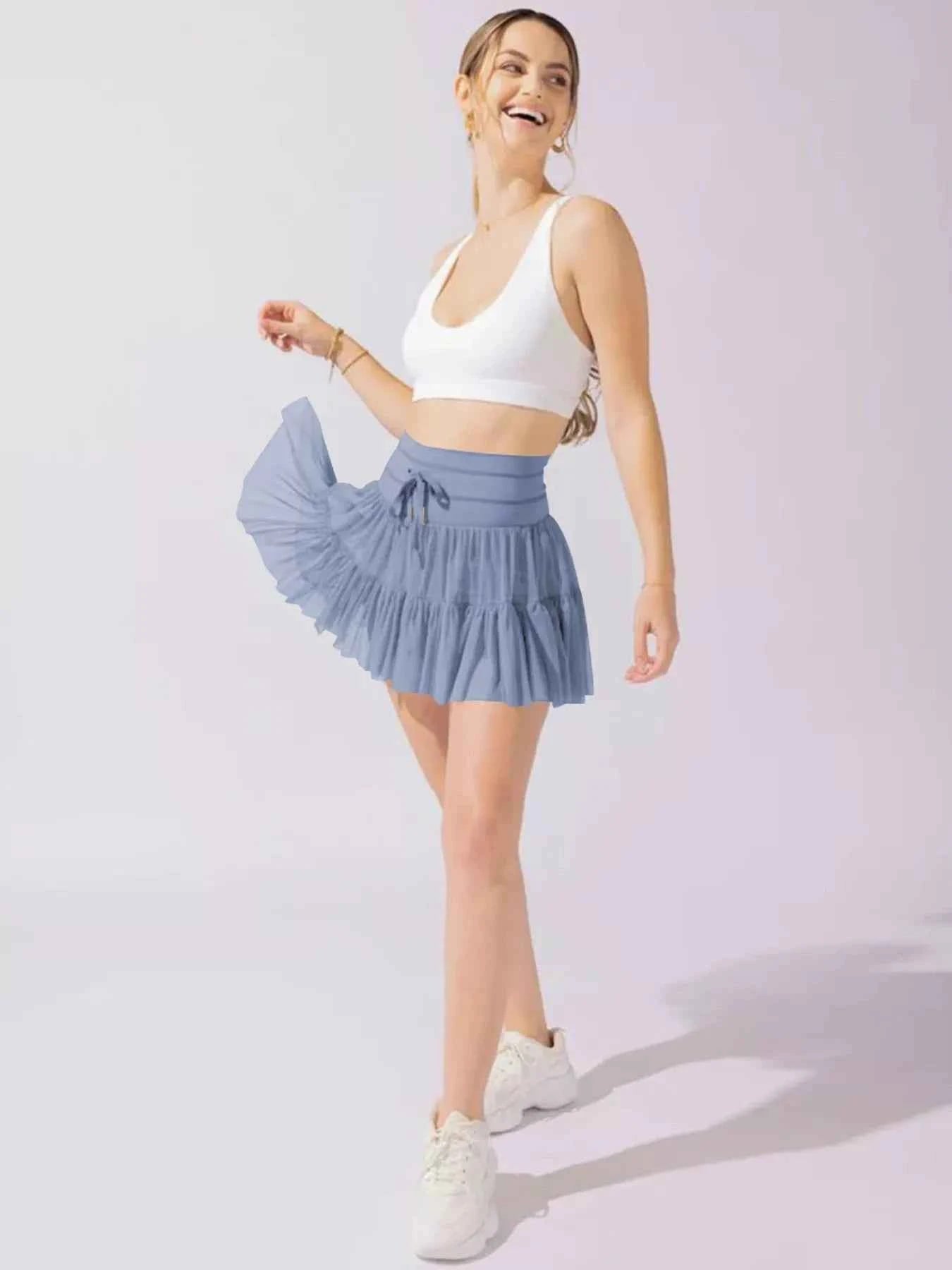 Tiered Skort with Drawstring