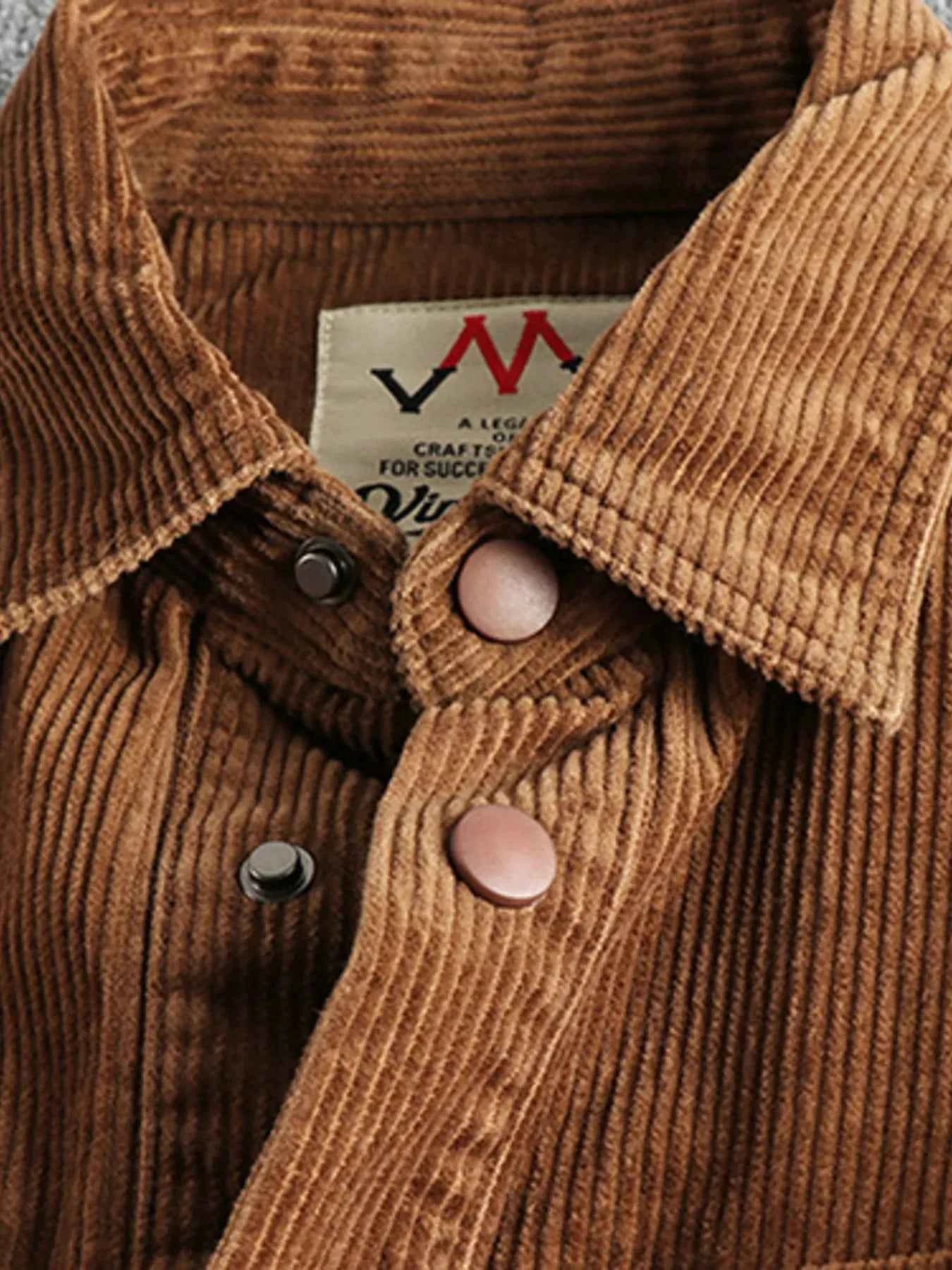 Men's Plus Size Corduroy Button Up Long Sleeve Jacket