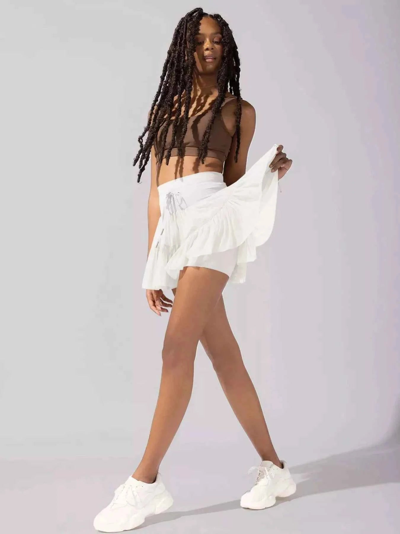 Tiered Skort with Drawstring