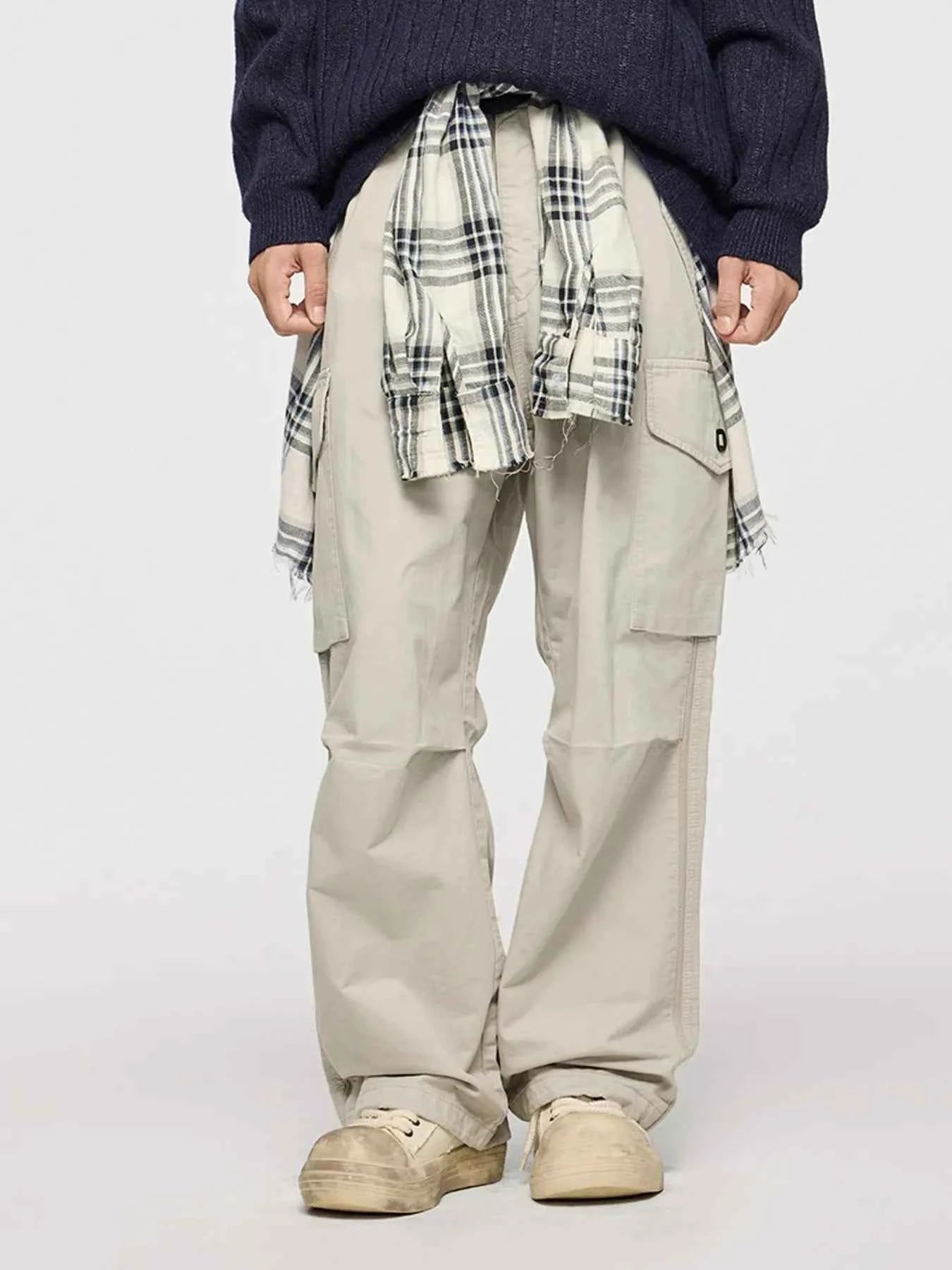 Men's Wide Leg Cargo Pants with Multi-Pocket