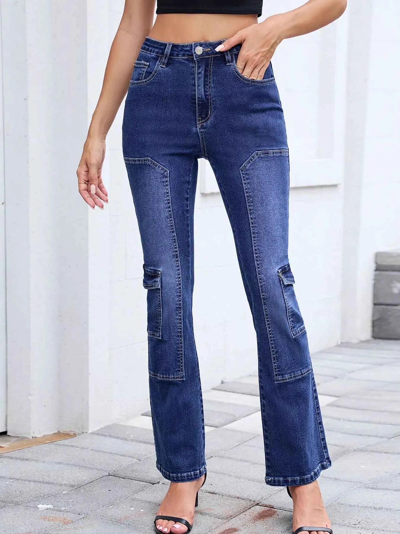 High-Waisted Bootcut Jeans