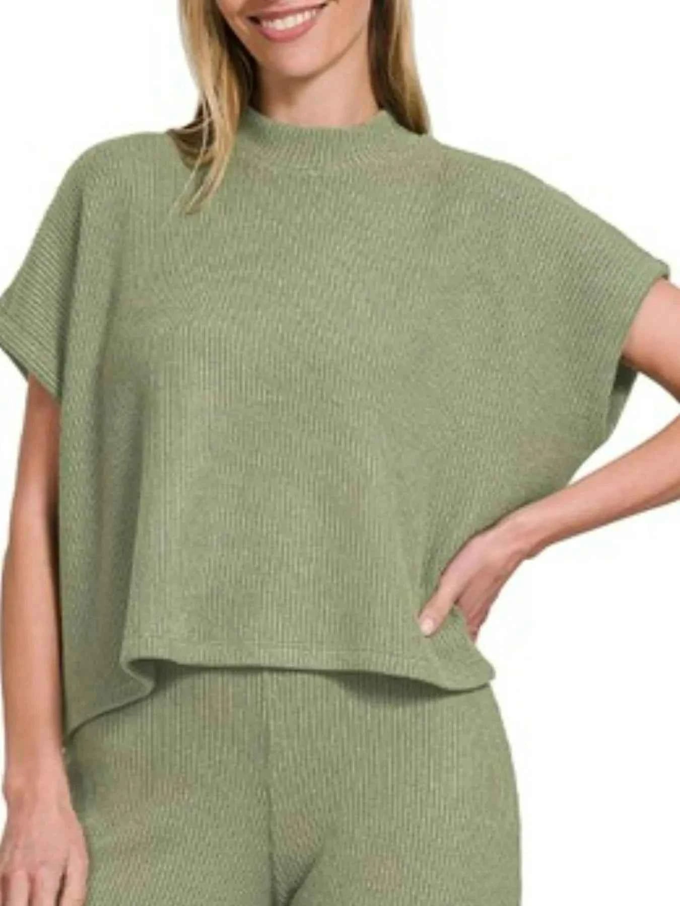 Zenana Sweater Boxy Top & Long Pants Set