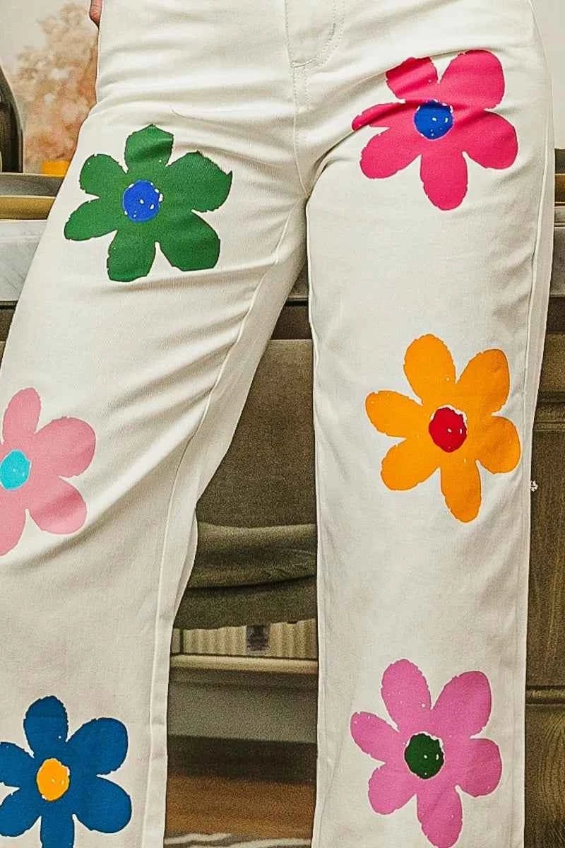 BiBi Flower Print Straight Legs Pants