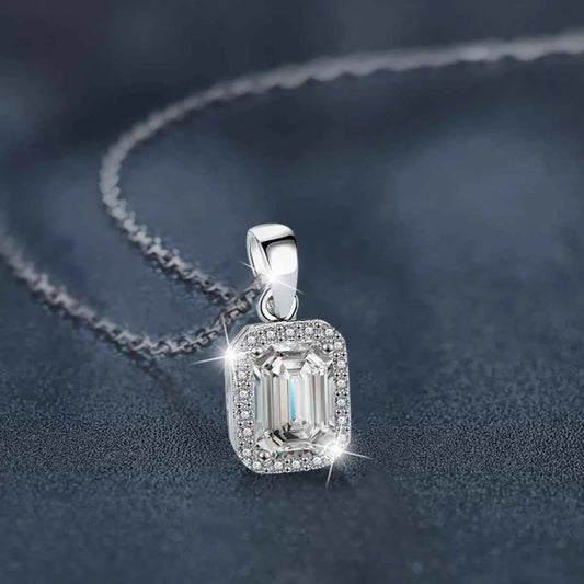 1 Carat Moissanite 925 Sterling Silver Pendant Necklace