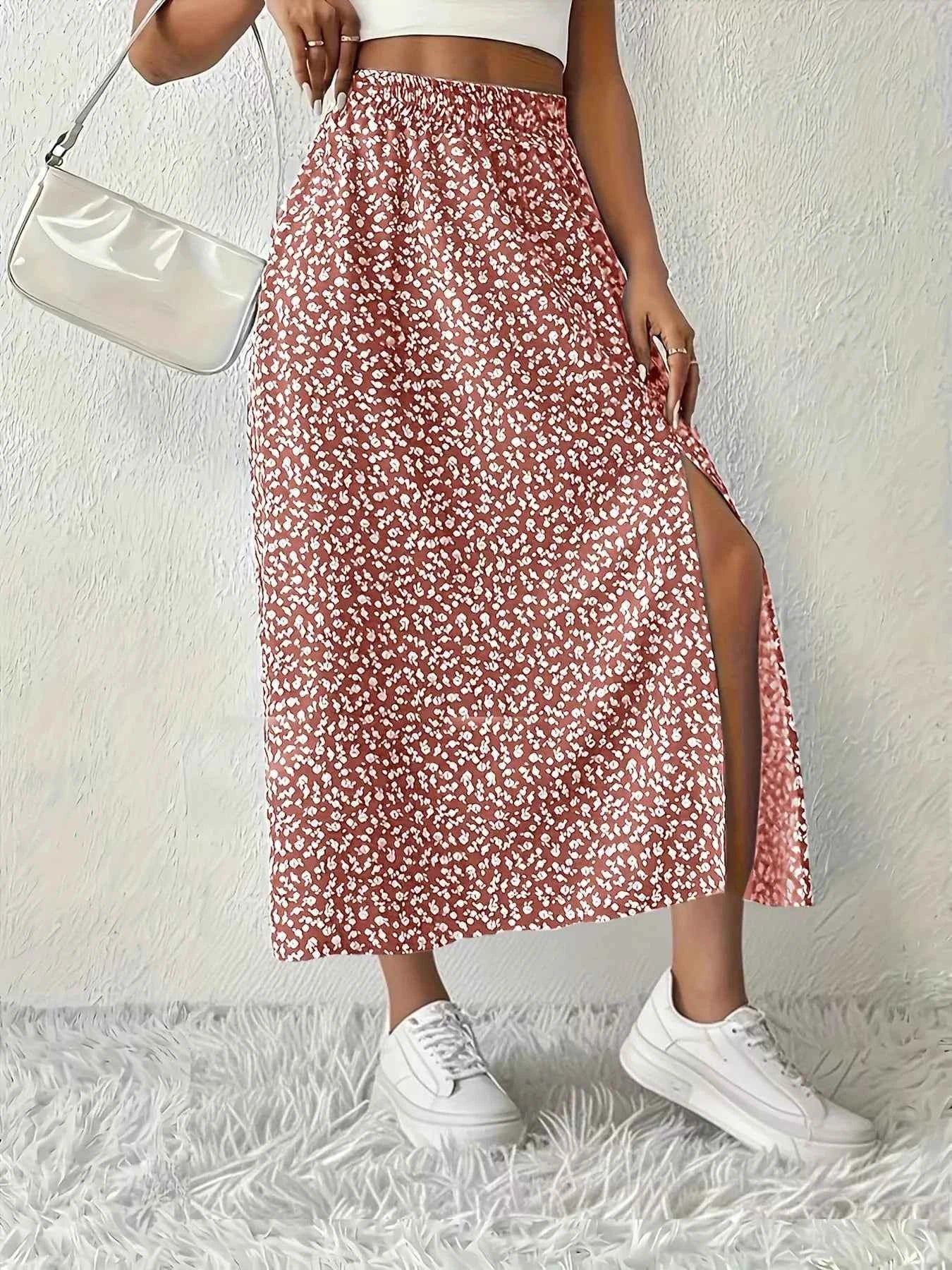 Slit Printed Skirt
