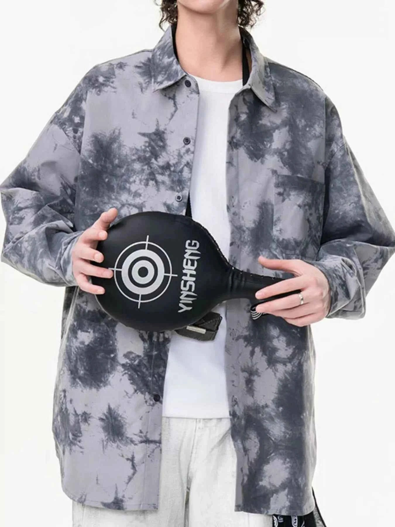 Men's Plus Size Tie-Dye Oversized Button-Up Shirt