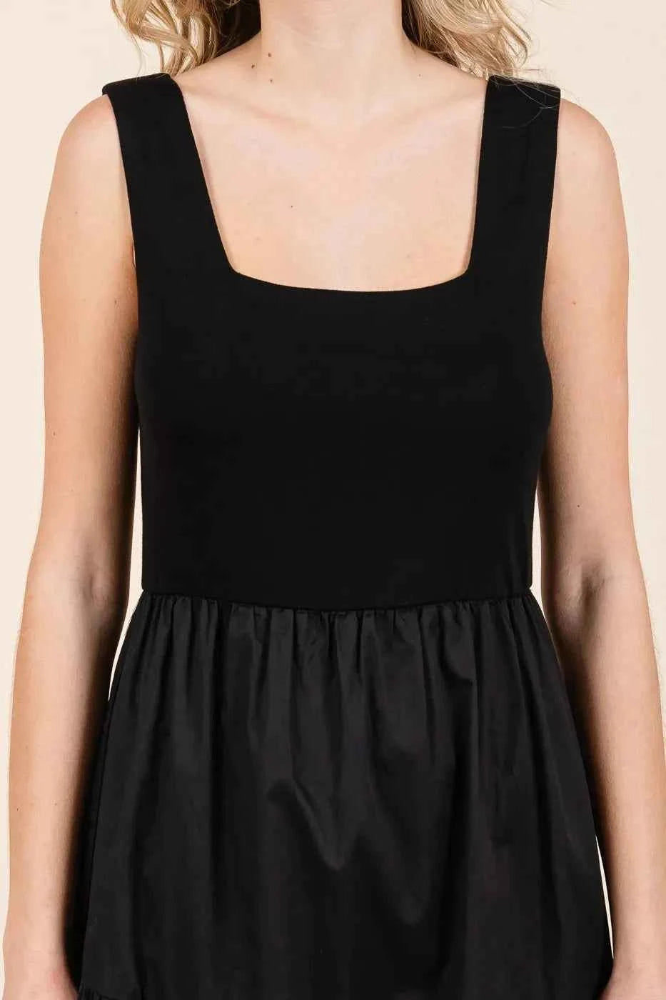 Mittoshop Mix Media Square Neck Maxi Dress