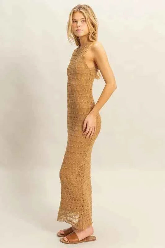 HYFVE Sleeveless Crochet Open Back Maxi Dress