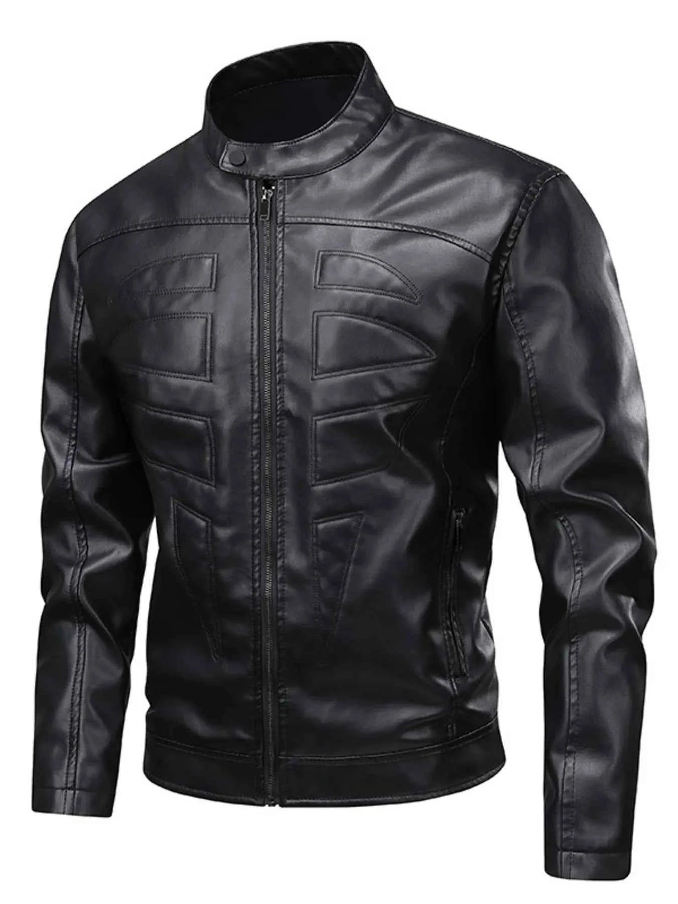 Men's Full Size Leather Zip Up Jacket Plus Size