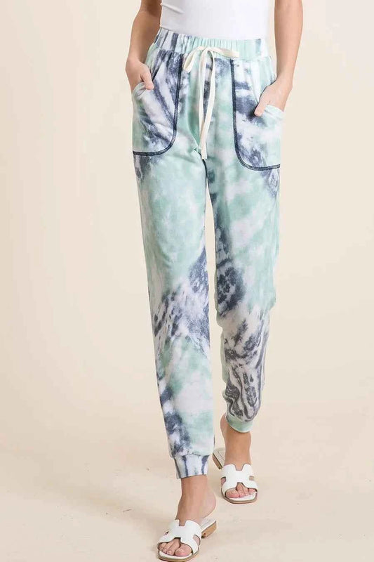 BiBi Tie Dye French Terry Casual Sweat Pants