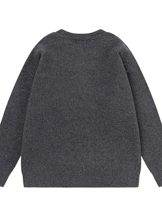 Men's Letter Ribbed Hem Round Neck Sweater