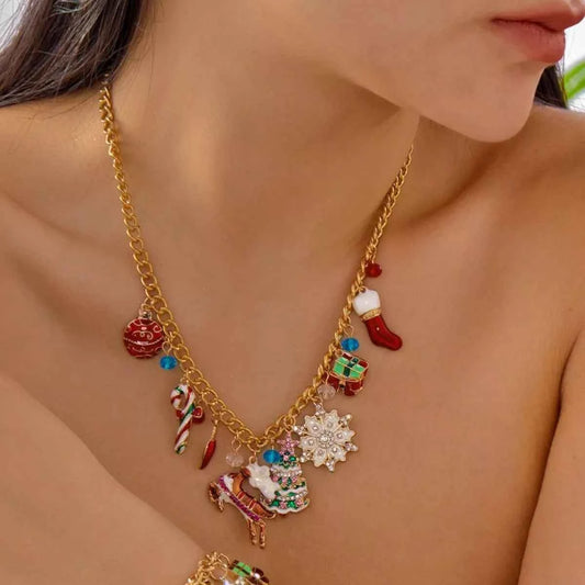 18K Gold-Plated Christmas Charm Necklace