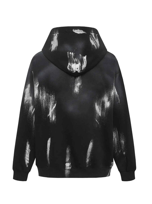 Men's Gothic Spider Web Graffiti Print Hoodie