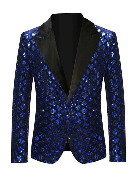 Men's One Button Long Sleeve Blazer