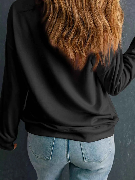 Christmas Sequin Ribbon Bow Drop Shoulder Sweatshirt