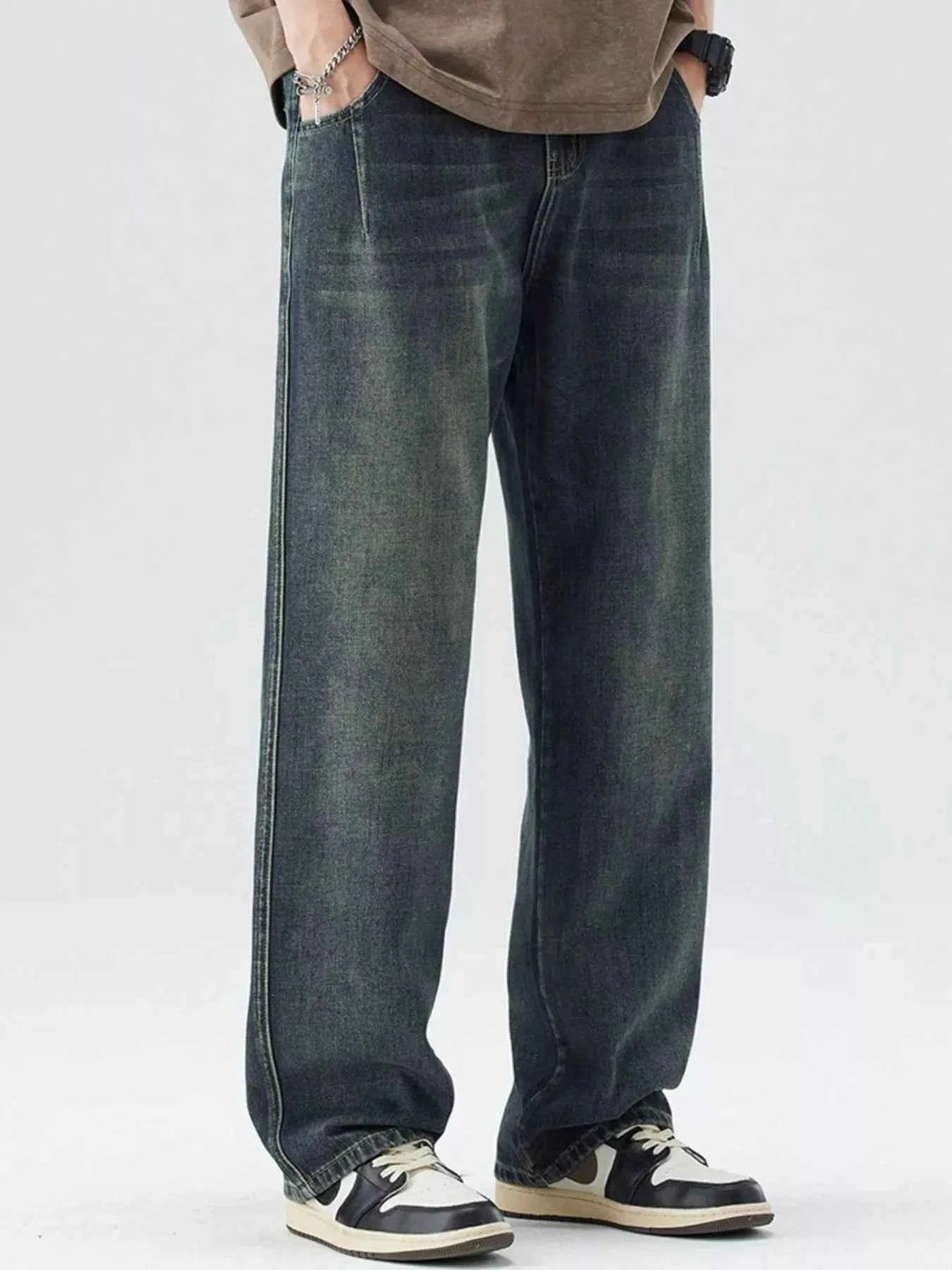 Men's Washed Wide Leg Relaxed Fit Jeans