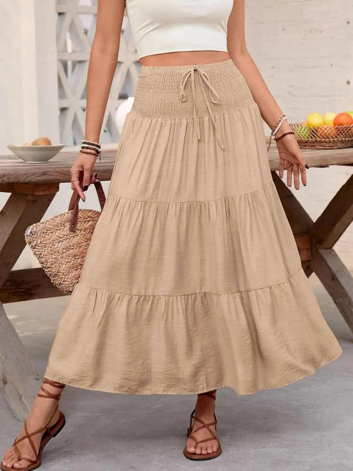 Smocked Tiered Skirt