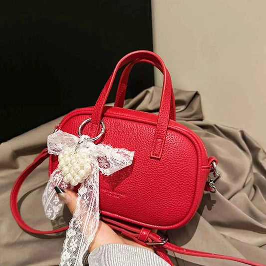 Heart-Adorned Leather Crossbody Bag