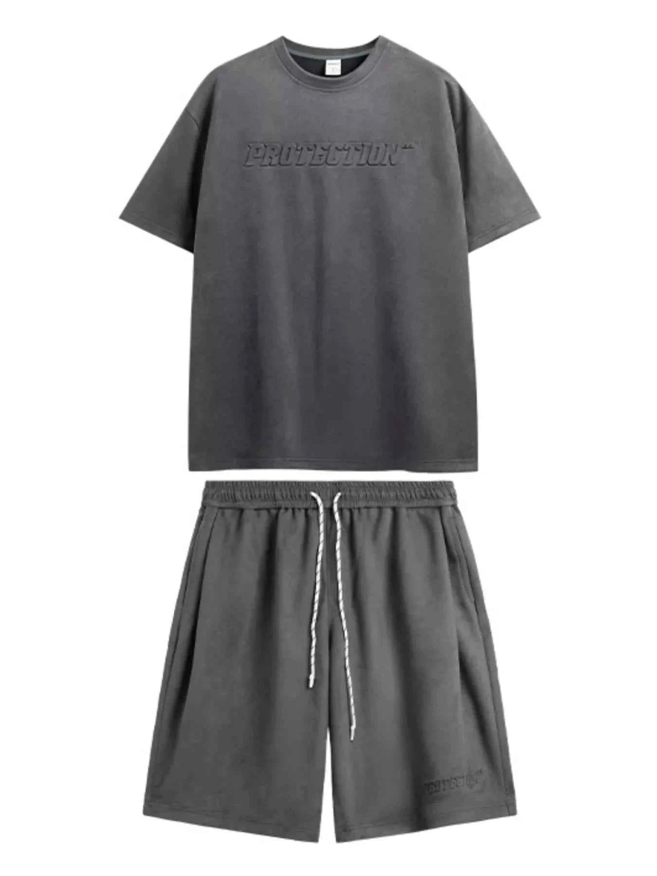 Men's Round Neck Short Sleeve Top and Shorts Set