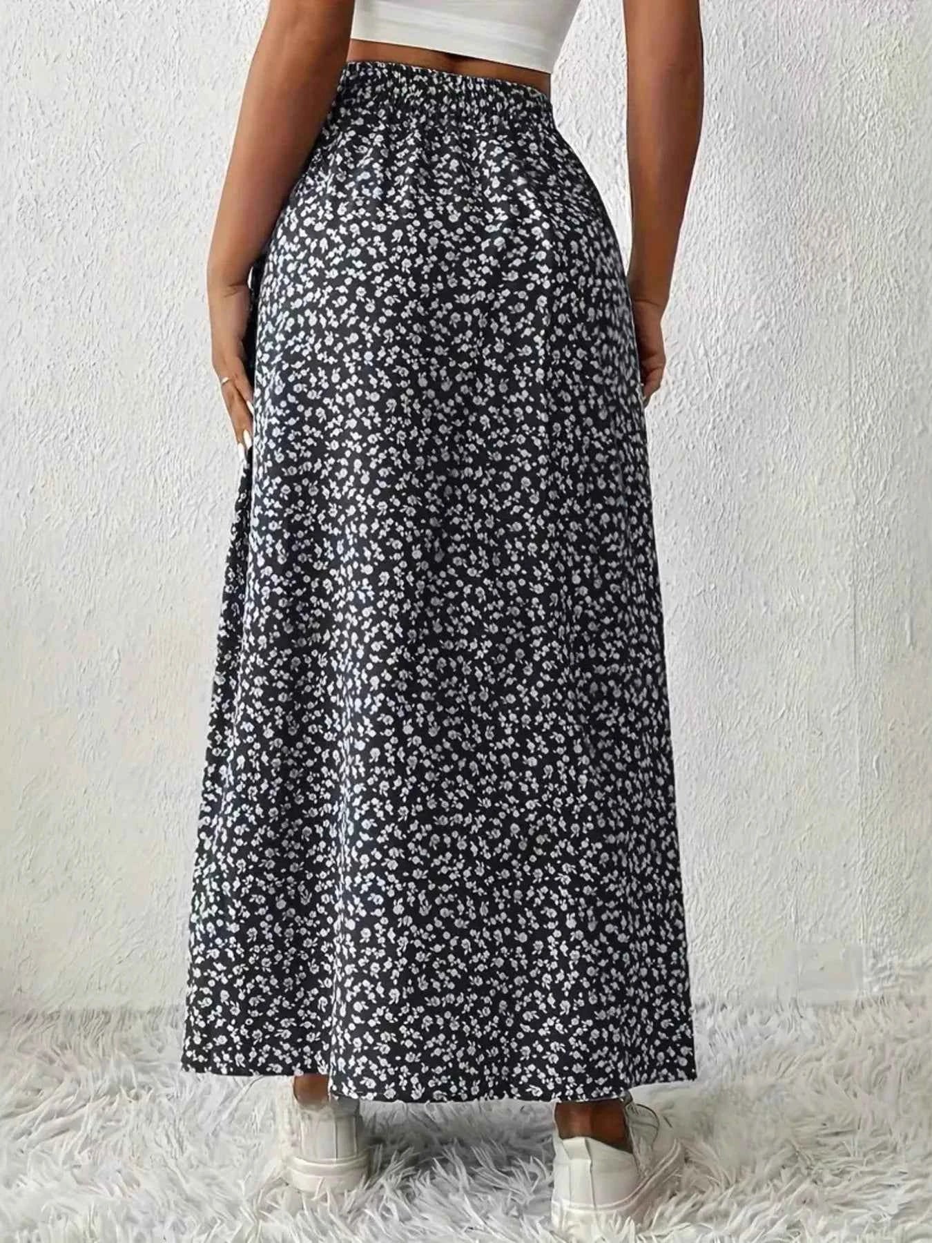 Slit Printed Skirt