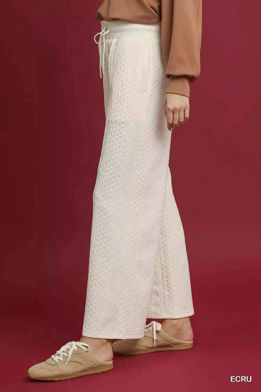 Umgee Cable Knit Textured Wide Leg Pants