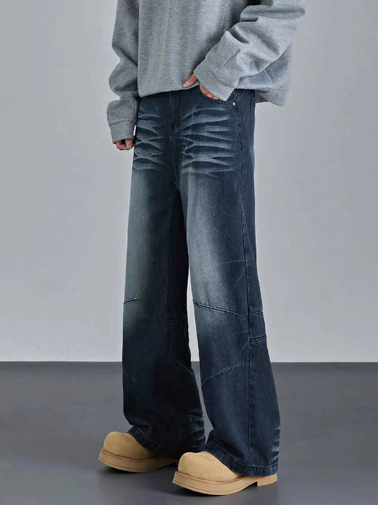 Men's Vintage Wash Wide Leg Jeans