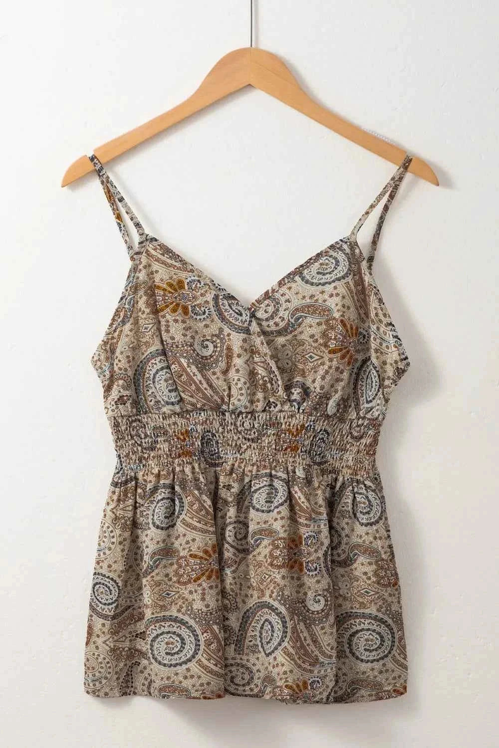 Paisley Printed Smocked Babydoll Cami