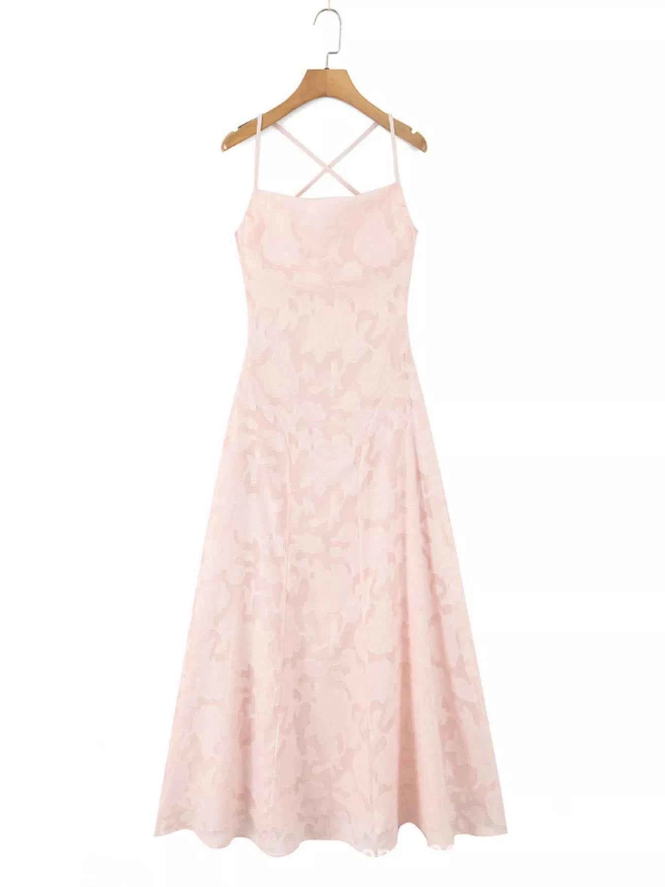 Lace Up Back Spaghetti Strap Maxi Dress