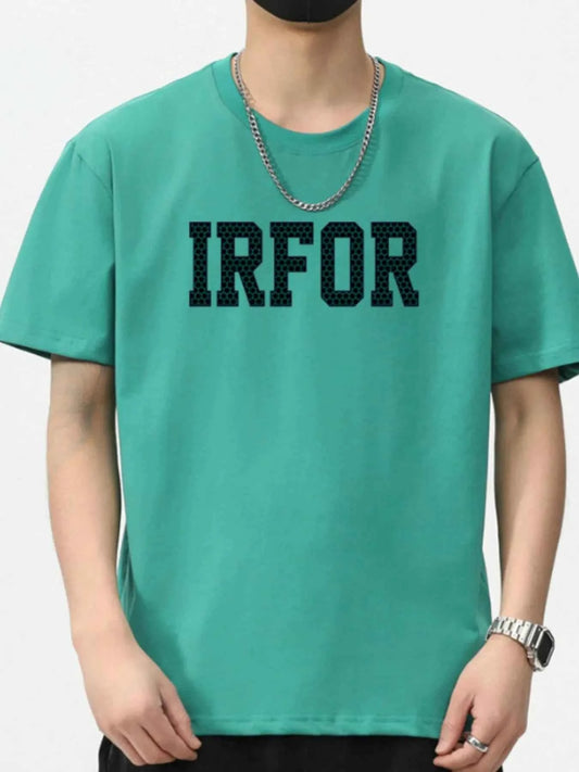 Men's Plus Size IRFOR Letter Graphic Round Neck T-Shirt