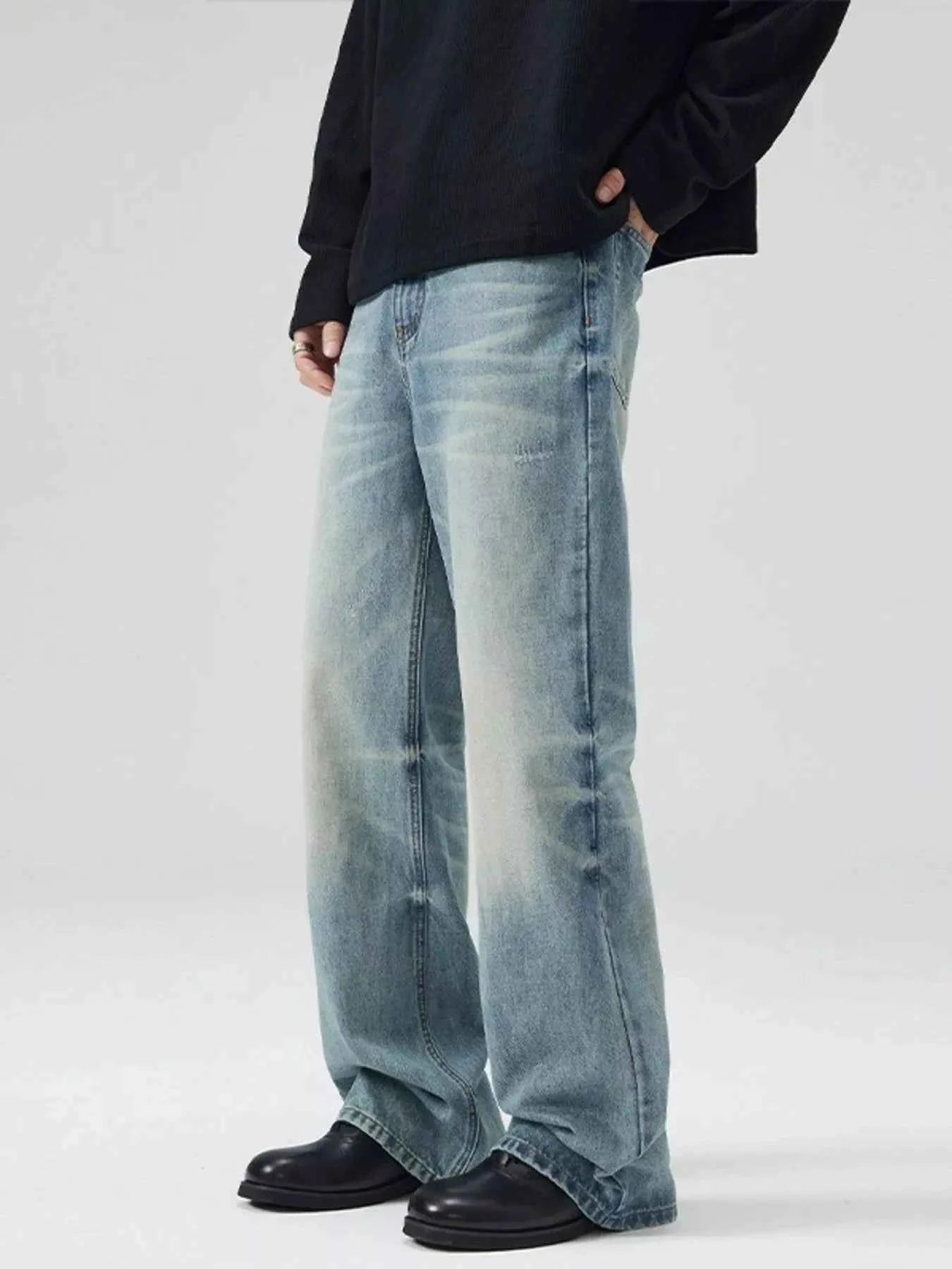 Men's Full Size Wash Wide Leg Relaxed Fit Jeans Plus Size