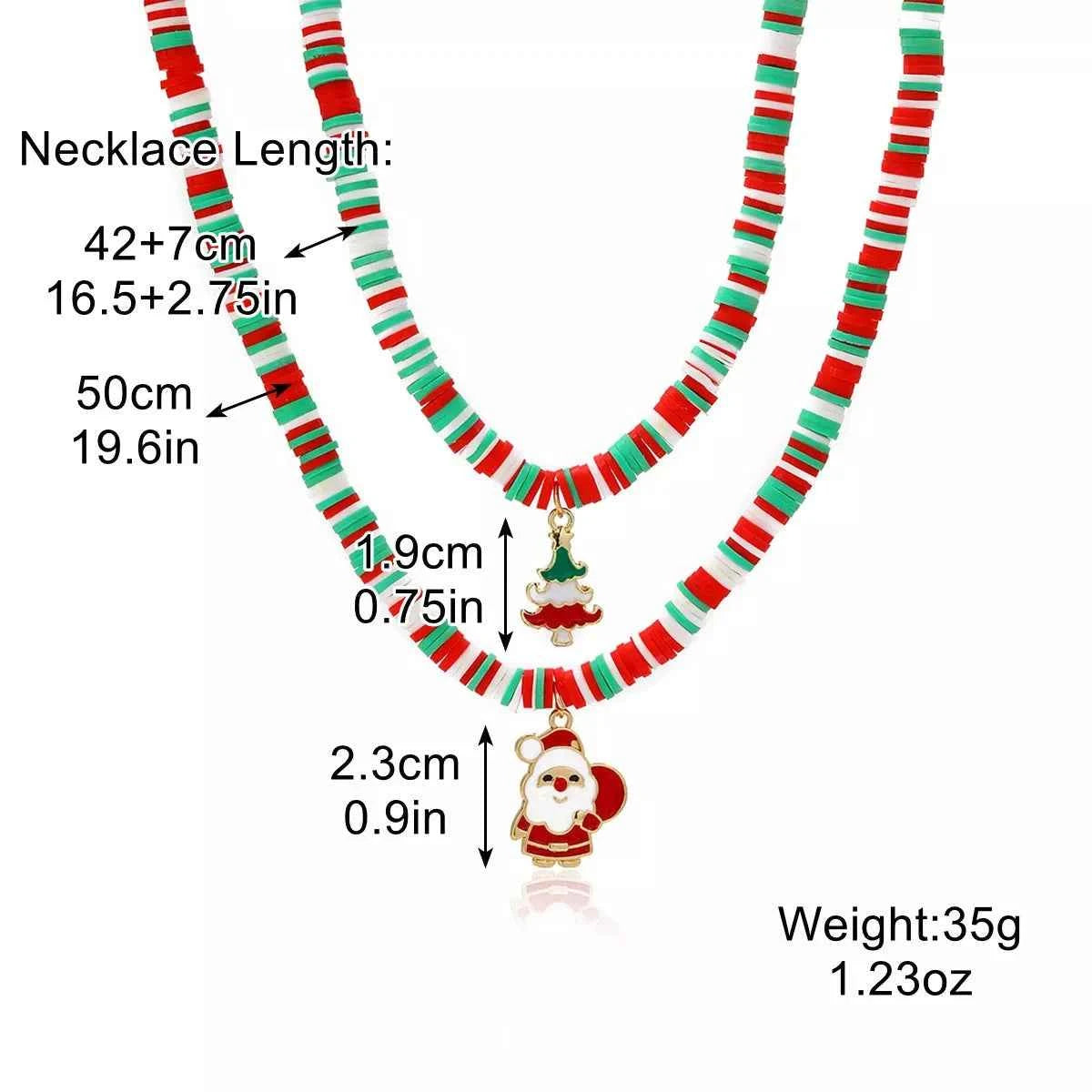 Alloy Christmas Necklace with Santa and Christmas Tree Pendant