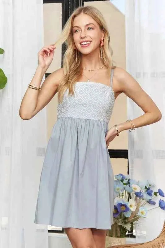 ADORA Sleeveless Mix Babydoll Dress