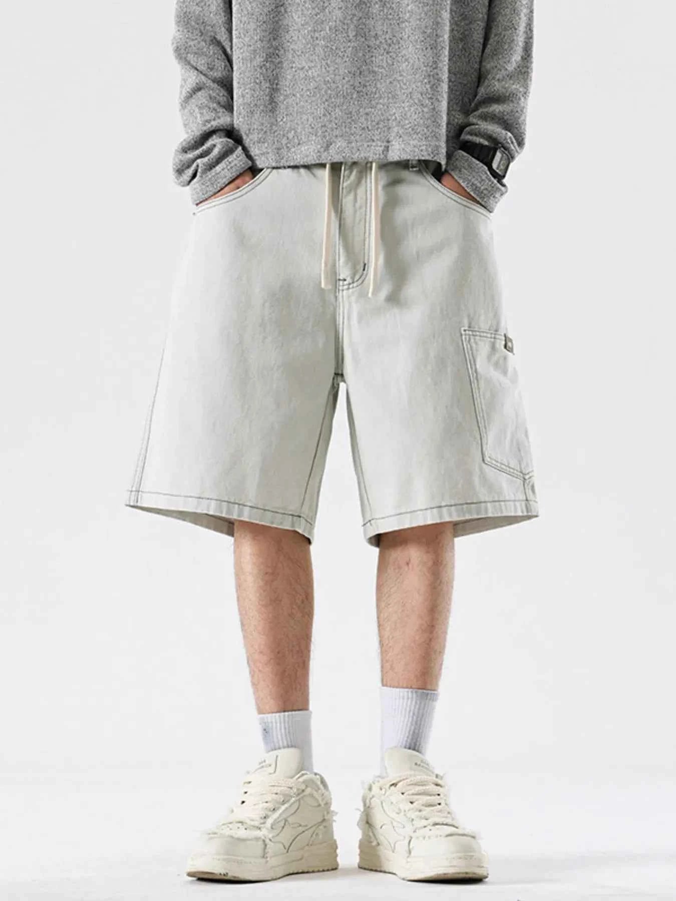 Men's Loose Fit Drawstring Denim Shorts