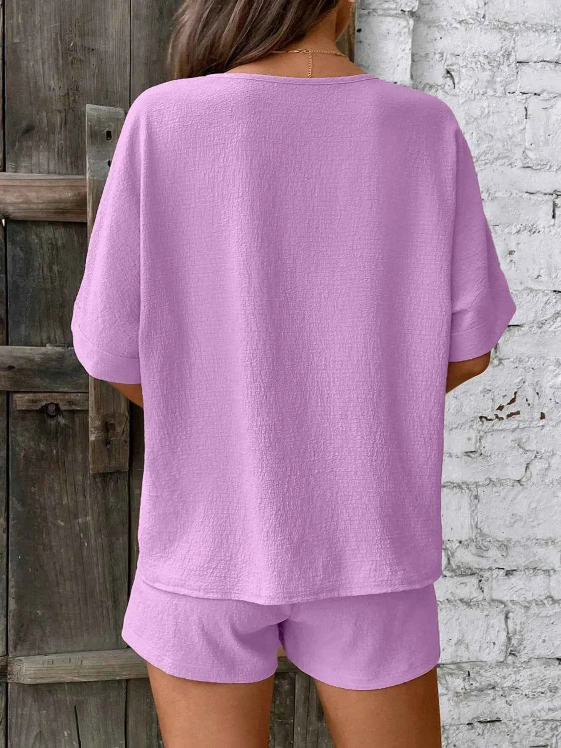 V-Neck Half Sleeve Top and Shorts Set