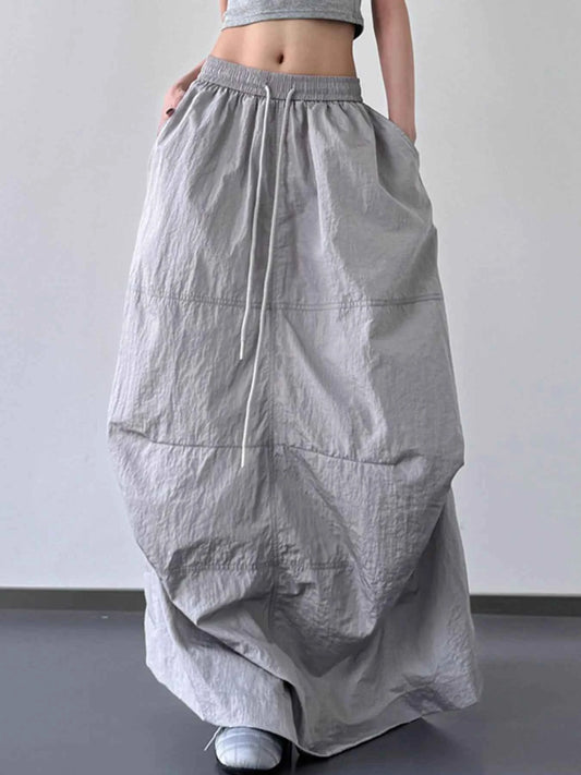 Drawstring Maxi Skirt