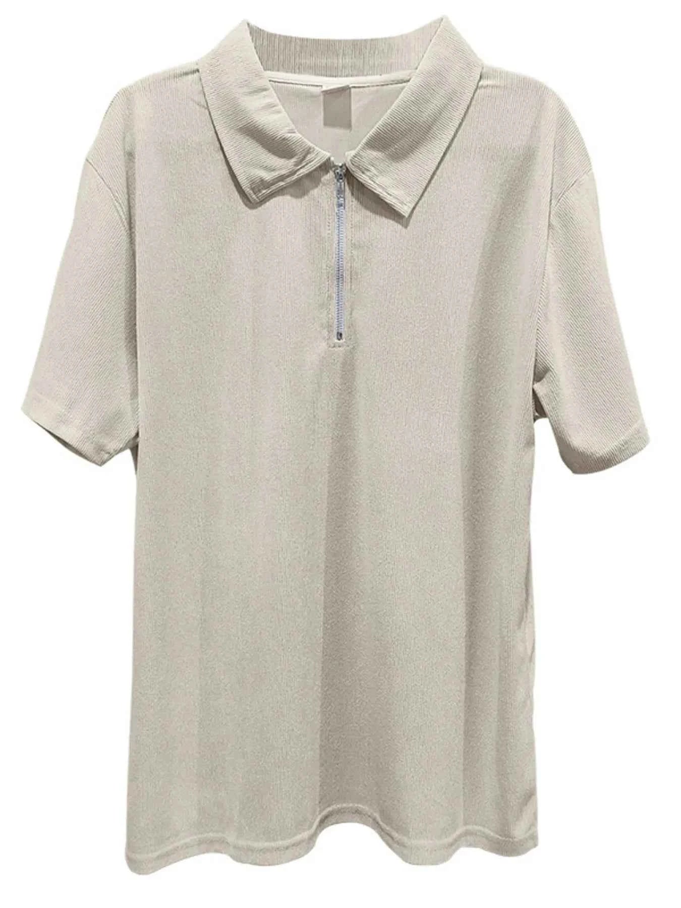 Men's Full Size Quarter Zip Short Sleeve Polo and Pants Set Plus Size
