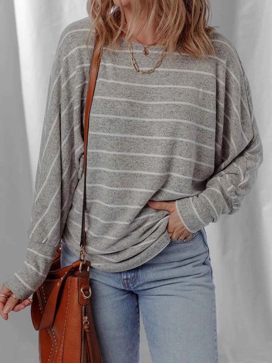 Stripe Dolman Sleeve Drop Shoulder Top