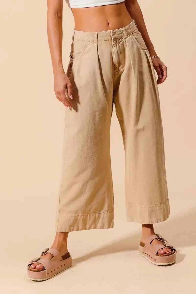 SO ME Mid Rise Wide Leg Chino Pants With Pockets