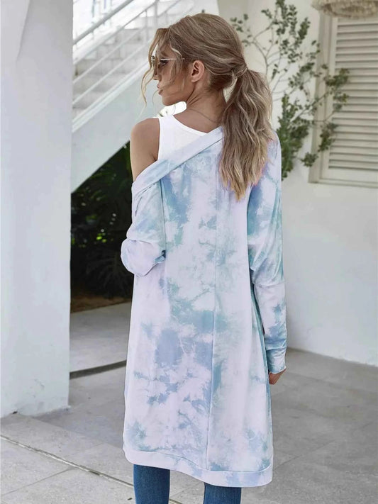 Tie-Dye Oversized Open Front Cardigan