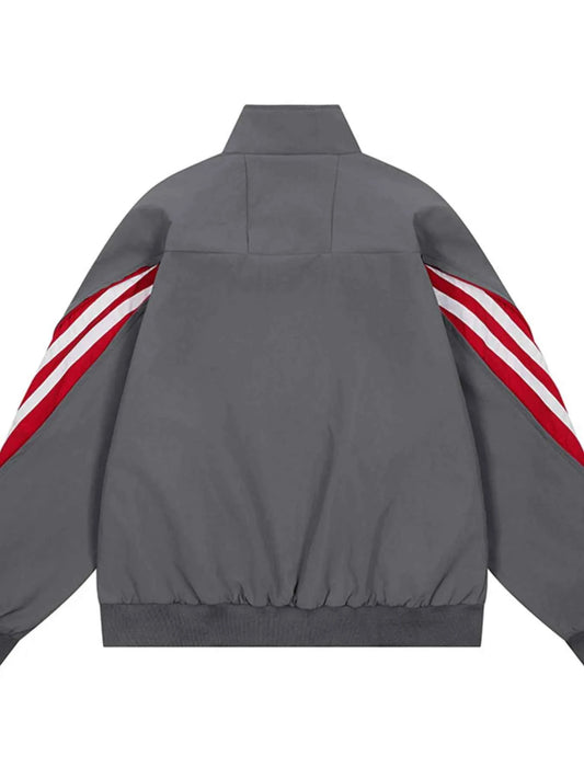 Men's Striped Zip Up Long Sleeve Jacket
