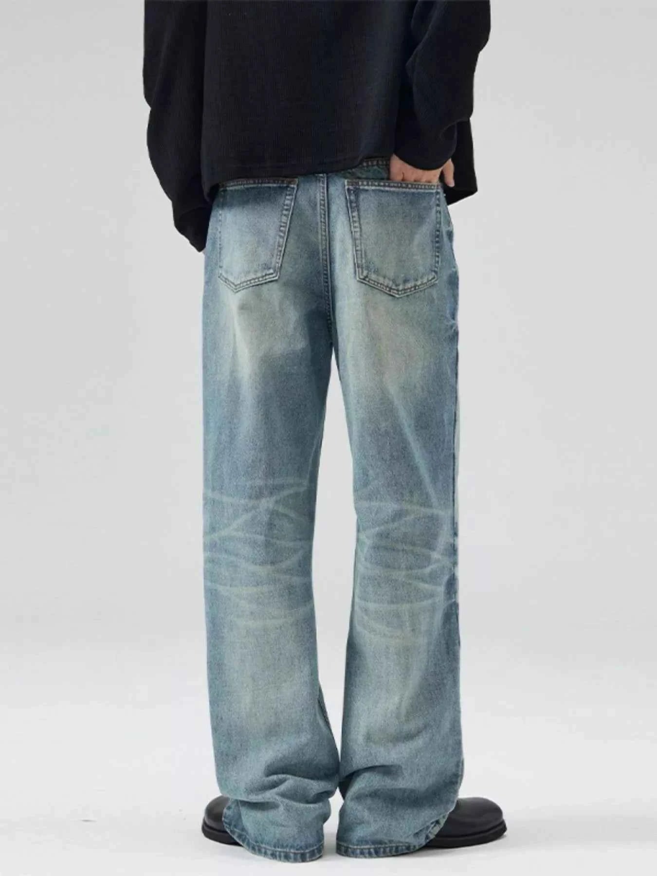 Men's Full Size Wash Wide Leg Relaxed Fit Jeans Plus Size