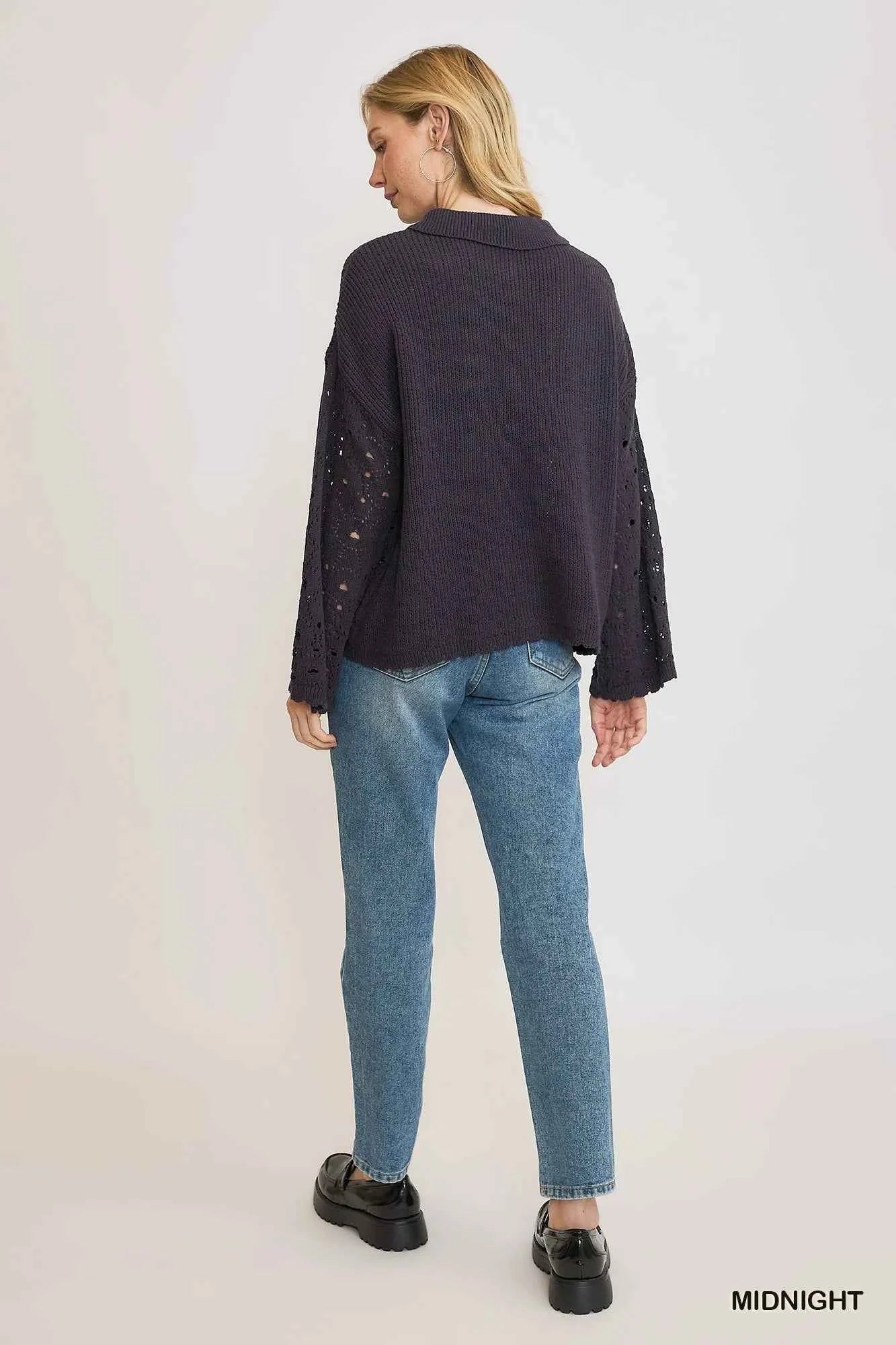 Umgee Hollow Out Button Down Cardigan