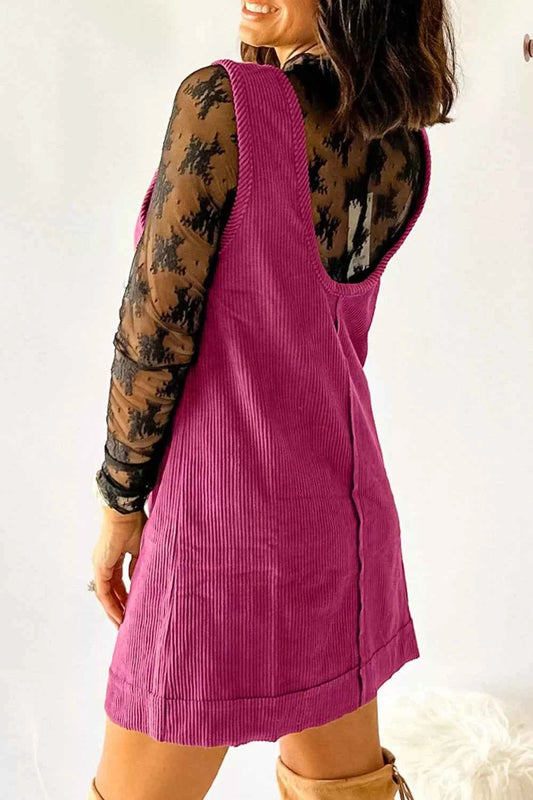 Vintage Corduroy Pocketed Overall Dress