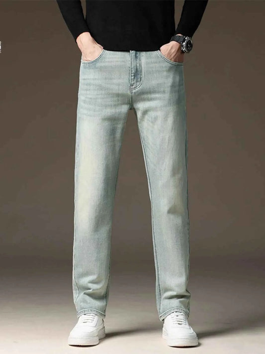 Men's Wash Straight Fit Casual Jeans