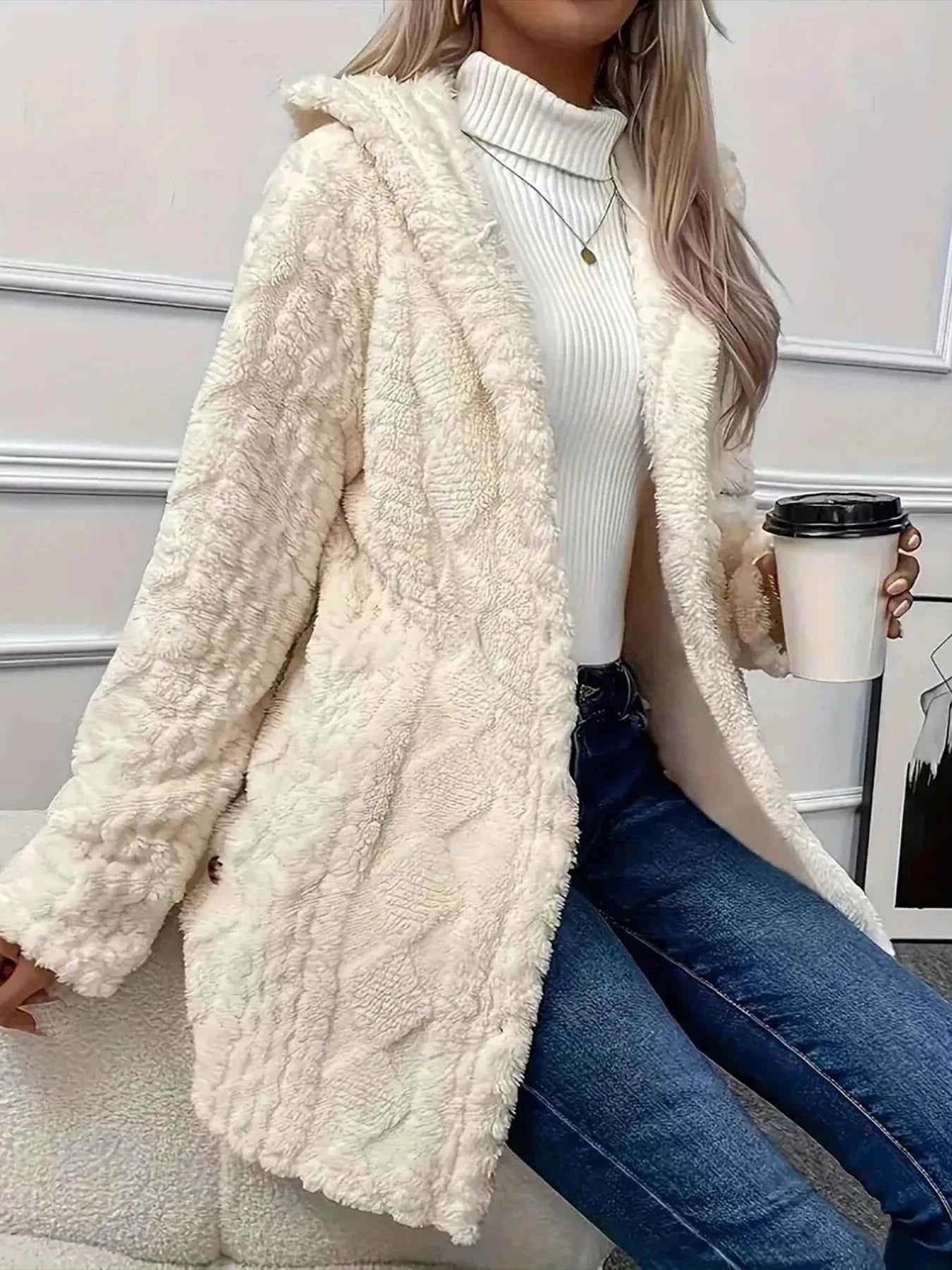 Faux Fur Teddy Coat with Button Front