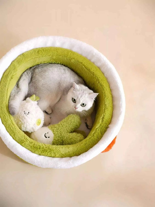Cozy Warm Round Covered Semi-Enclosed Pet Nest