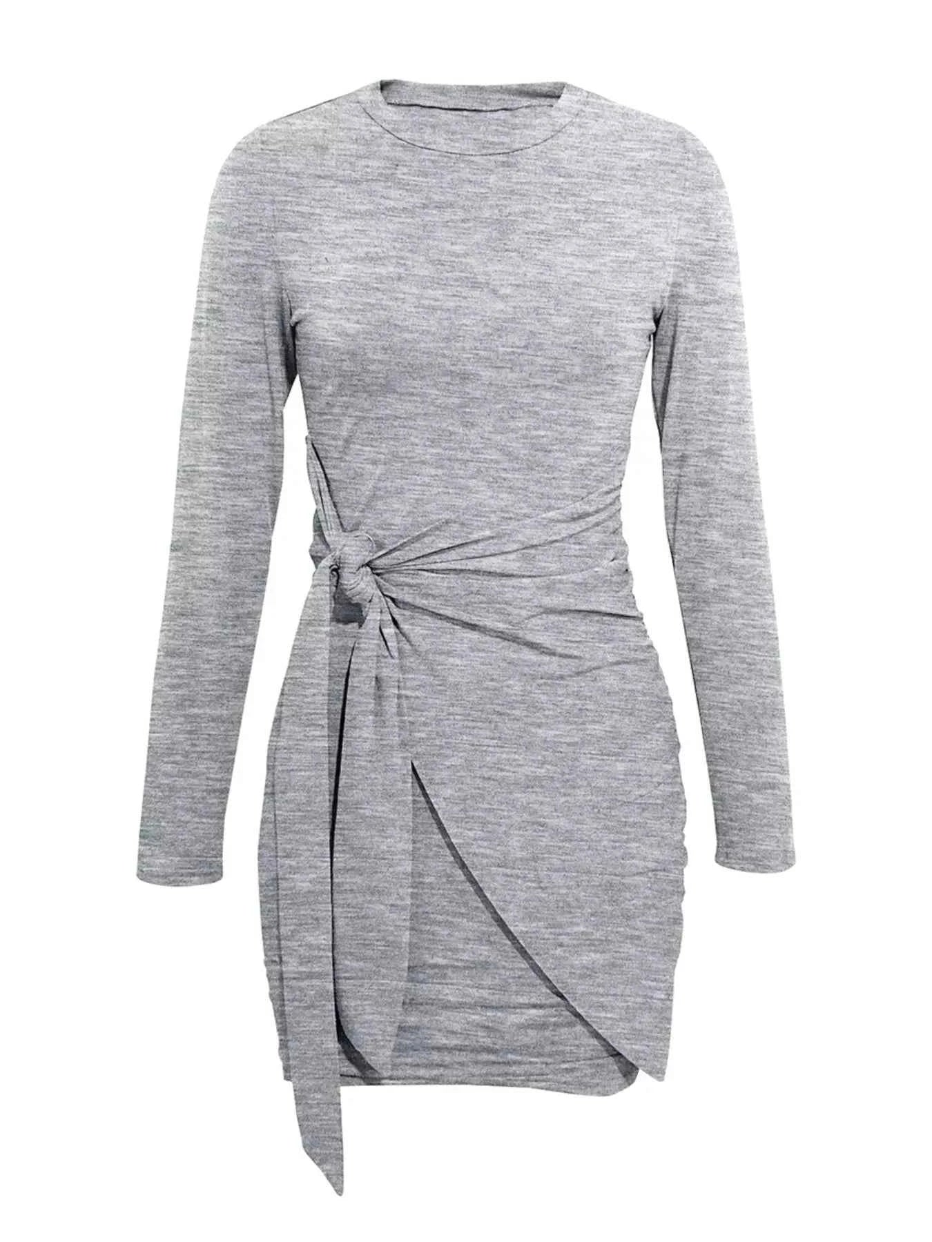 Round Neck Long Sleeve Bodycon Dress